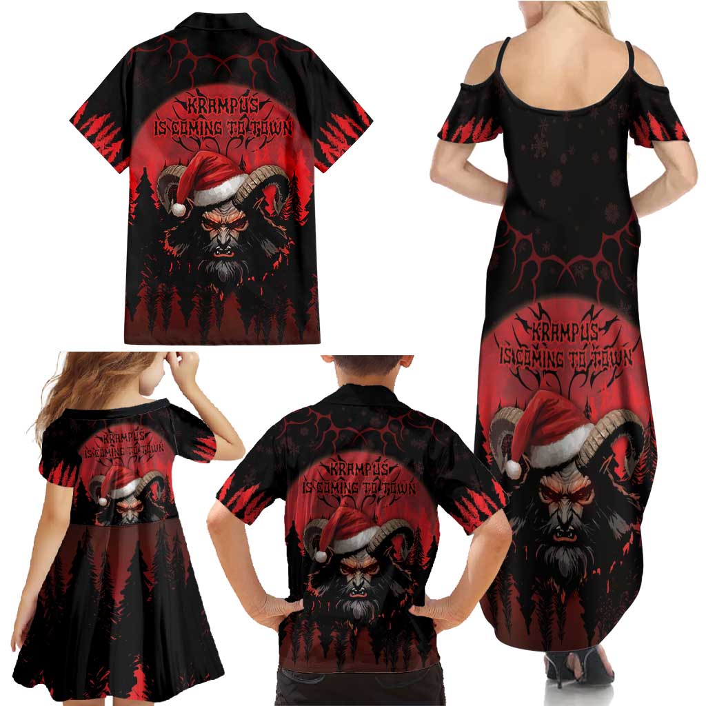 Merry Krampus Family Matching Summer Maxi Dress and Hawaiian Shirt Dark Grunge Christmas - Wonder Print Shop