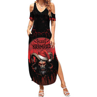 Merry Krampus Family Matching Summer Maxi Dress and Hawaiian Shirt Dark Grunge Christmas - Wonder Print Shop