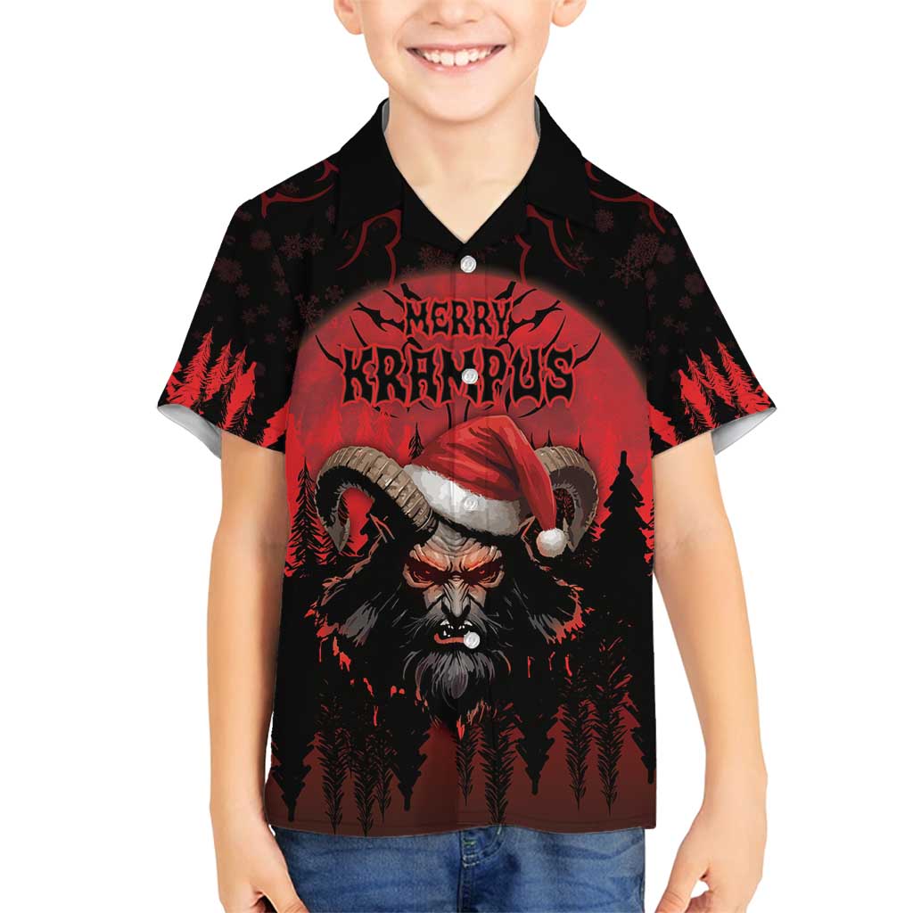 Merry Krampus Family Matching Summer Maxi Dress and Hawaiian Shirt Dark Grunge Christmas - Wonder Print Shop