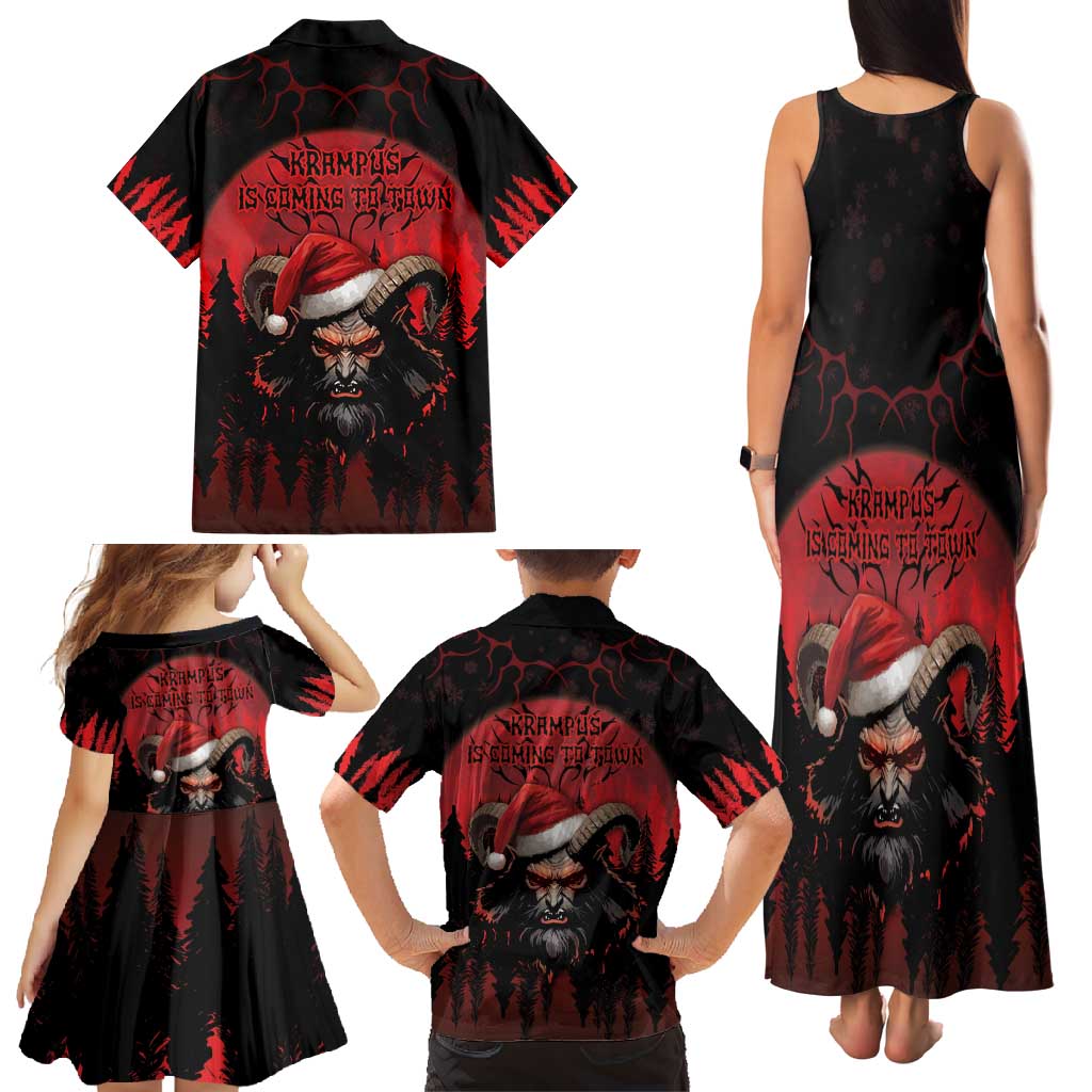 Merry Krampus Family Matching Tank Maxi Dress and Hawaiian Shirt Dark Grunge Christmas - Wonder Print Shop