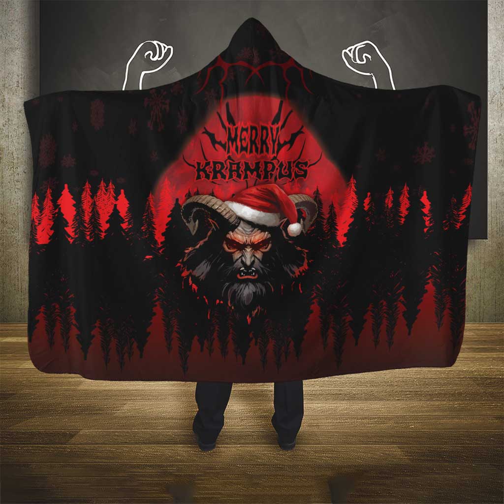 Merry Krampus Hooded Blanket Dark Grunge Christmas - Wonder Print Shop