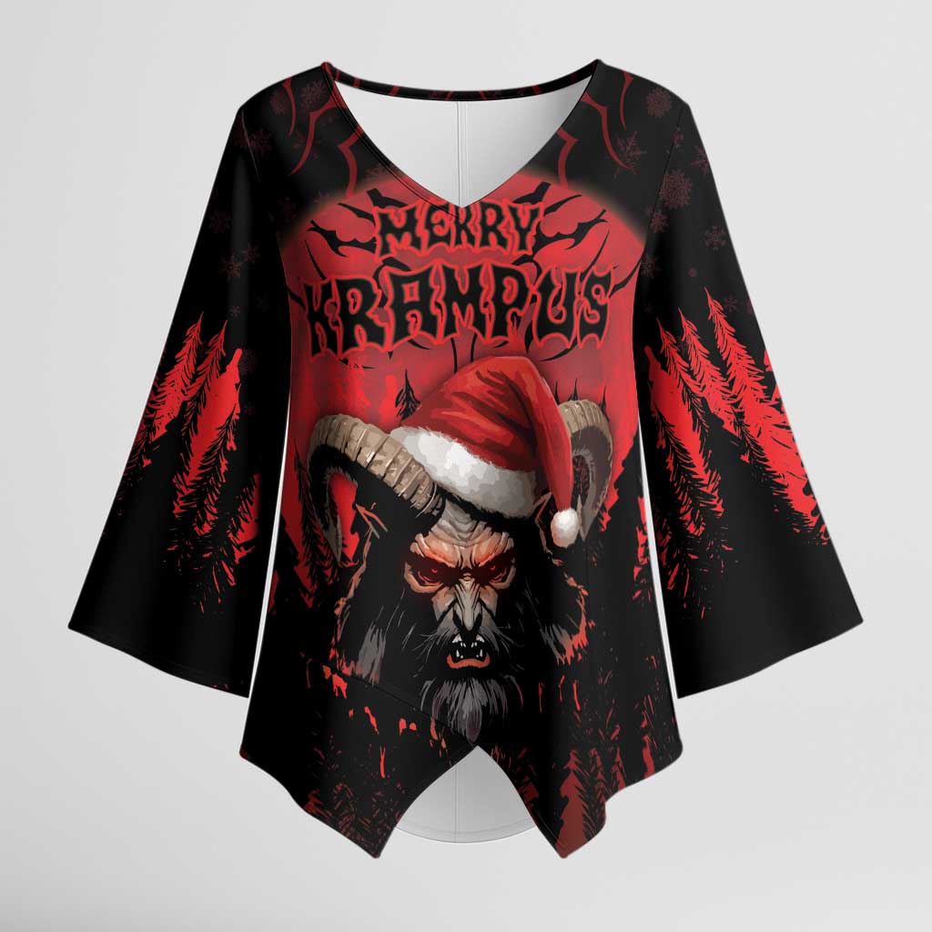 Merry Krampus Kimono Sleeve Blouse Dark Grunge Christmas - Wonder Print Shop
