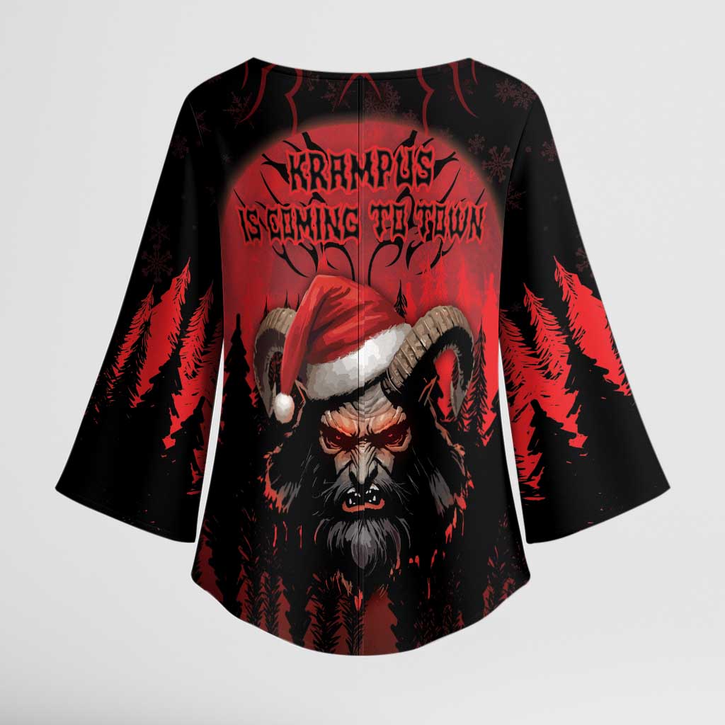 Merry Krampus Kimono Sleeve Blouse Dark Grunge Christmas - Wonder Print Shop