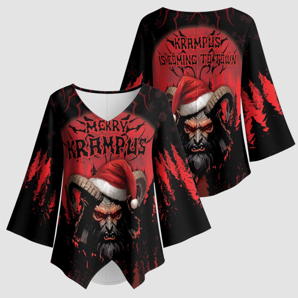 Merry Krampus Kimono Sleeve Blouse Dark Grunge Christmas - Wonder Print Shop
