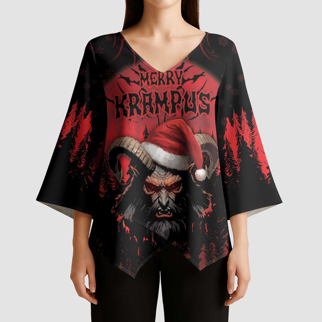 Merry Krampus Kimono Sleeve Blouse Dark Grunge Christmas - Wonder Print Shop