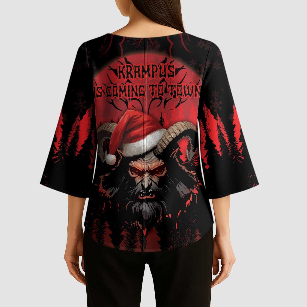 Merry Krampus Kimono Sleeve Blouse Dark Grunge Christmas - Wonder Print Shop