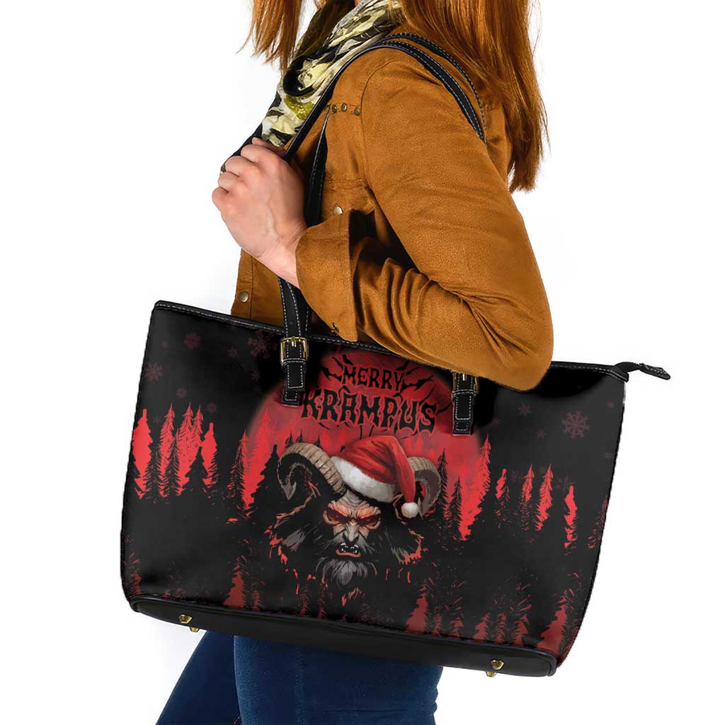 Merry Krampus Leather Tote Bag Dark Grunge Christmas - Wonder Print Shop