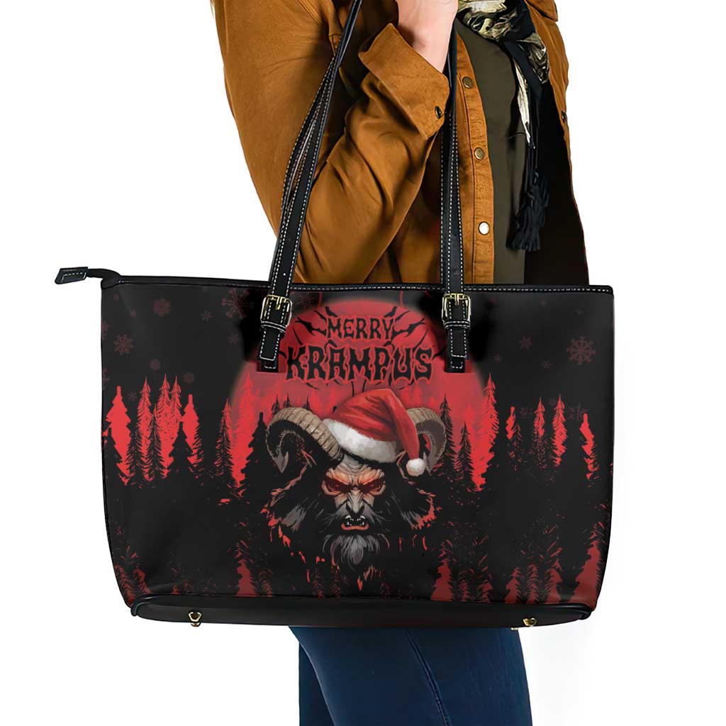 Merry Krampus Leather Tote Bag Dark Grunge Christmas - Wonder Print Shop