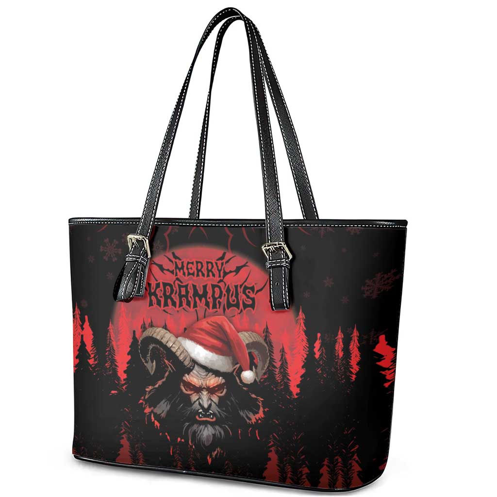Merry Krampus Leather Tote Bag Dark Grunge Christmas - Wonder Print Shop