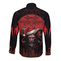 Merry Krampus Long Sleeve Button Shirt Dark Grunge Christmas - Wonder Print Shop