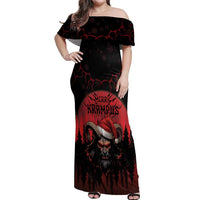 Merry Krampus Off Shoulder Maxi Dress Dark Grunge Christmas - Wonder Print Shop