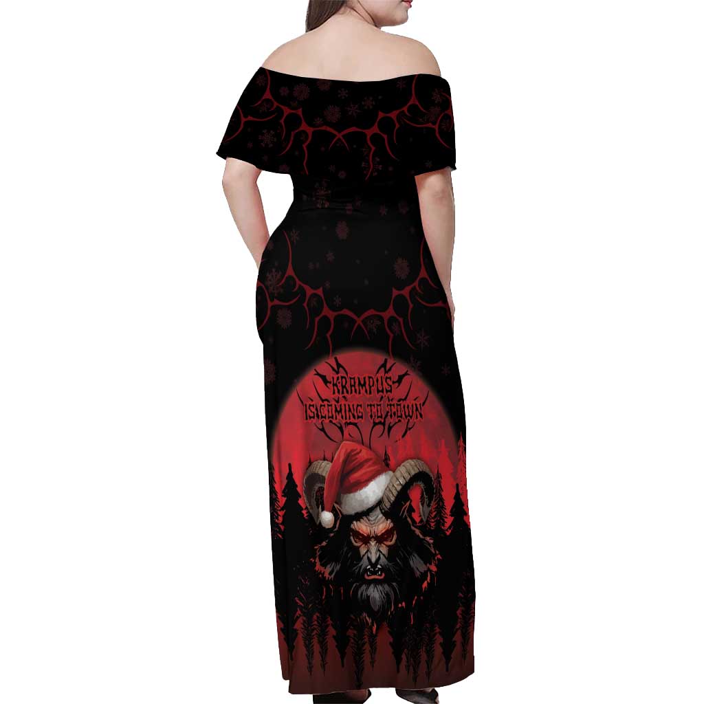 Merry Krampus Off Shoulder Maxi Dress Dark Grunge Christmas - Wonder Print Shop