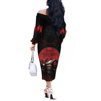 Merry Krampus Off The Shoulder Long Sleeve Dress Dark Grunge Christmas - Wonder Print Shop