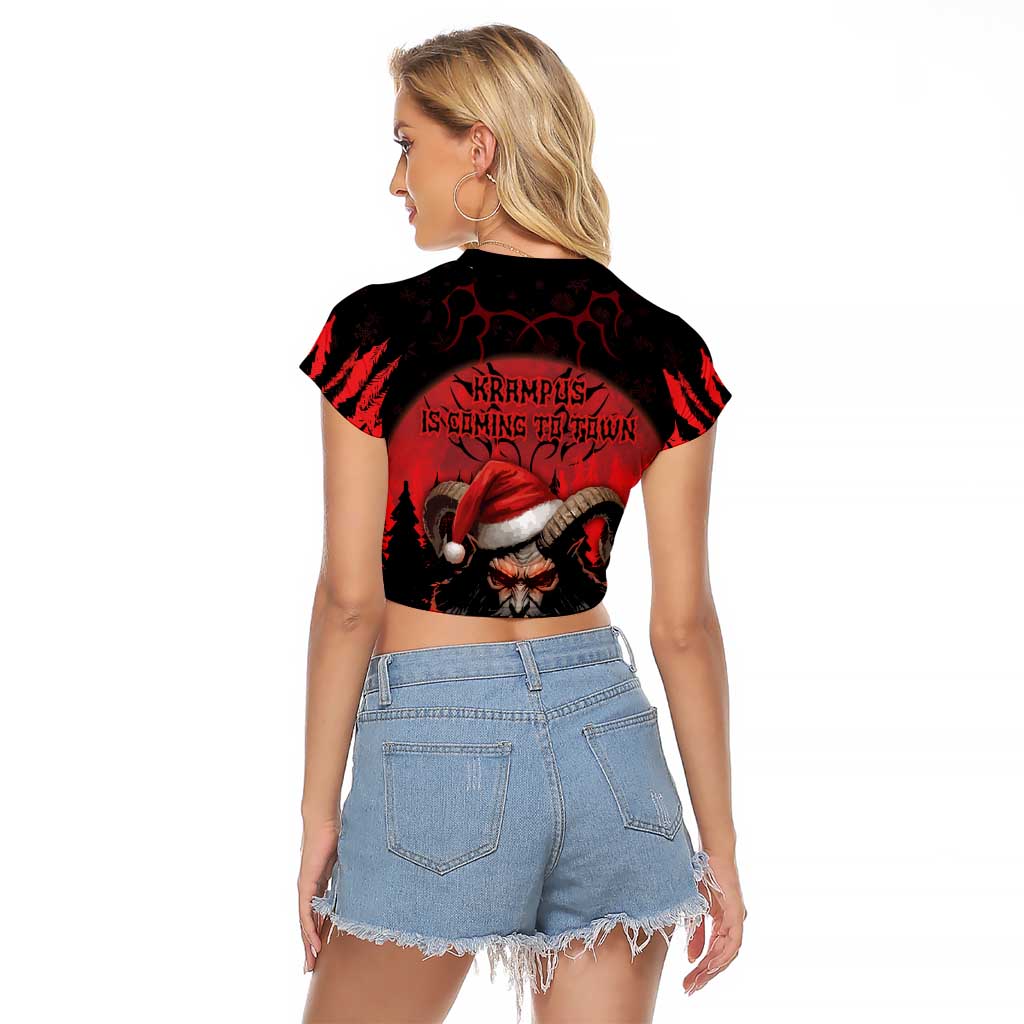 Merry Krampus Raglan Cropped T Shirt Dark Grunge Christmas - Wonder Print Shop
