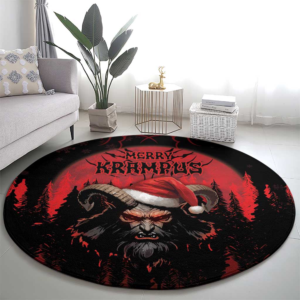 Merry Krampus Round Carpet Dark Grunge Christmas - Wonder Print Shop