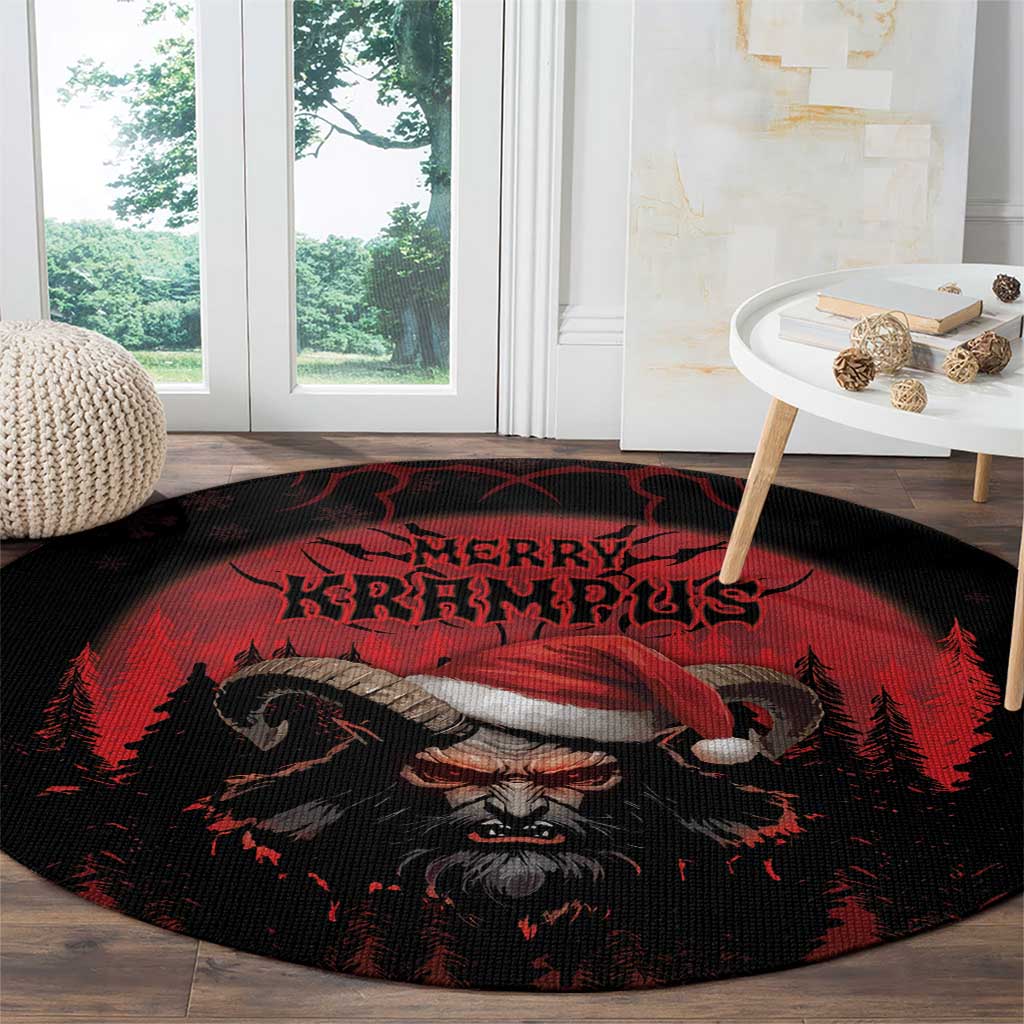 Merry Krampus Round Carpet Dark Grunge Christmas - Wonder Print Shop