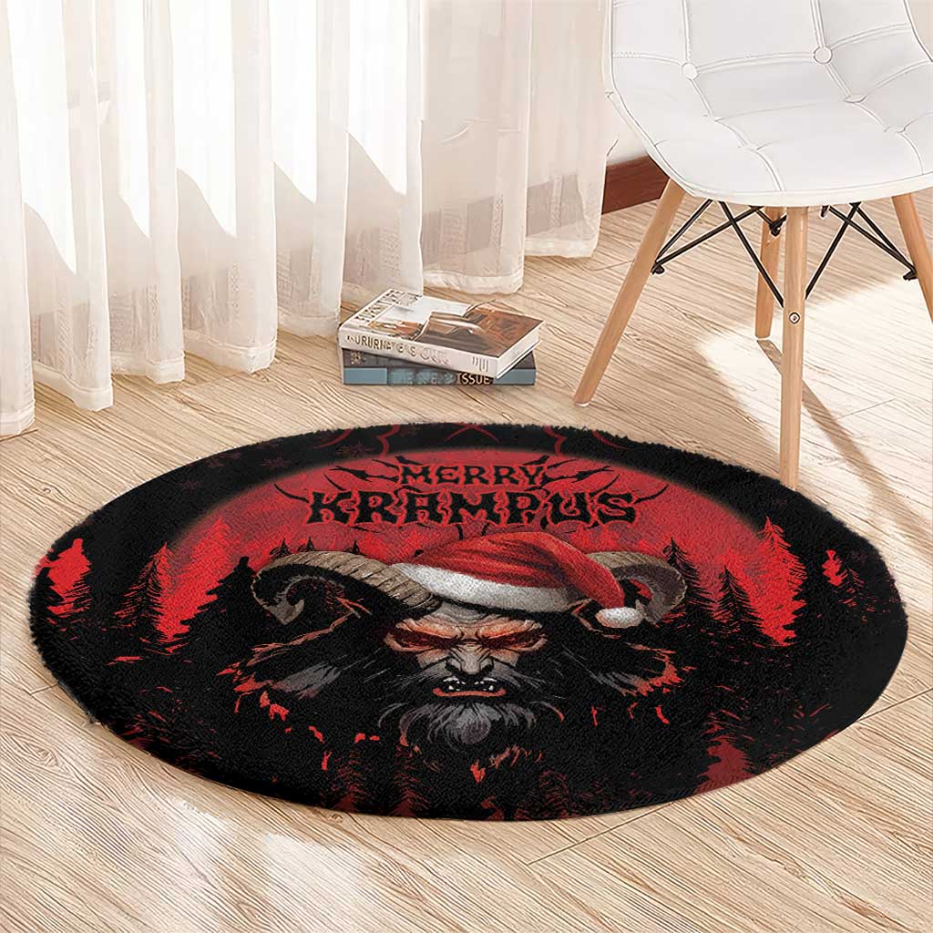 Merry Krampus Round Carpet Dark Grunge Christmas - Wonder Print Shop