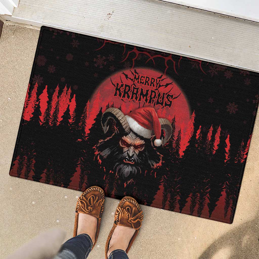 Merry Krampus Rubber Doormat Dark Grunge Christmas - Wonder Print Shop