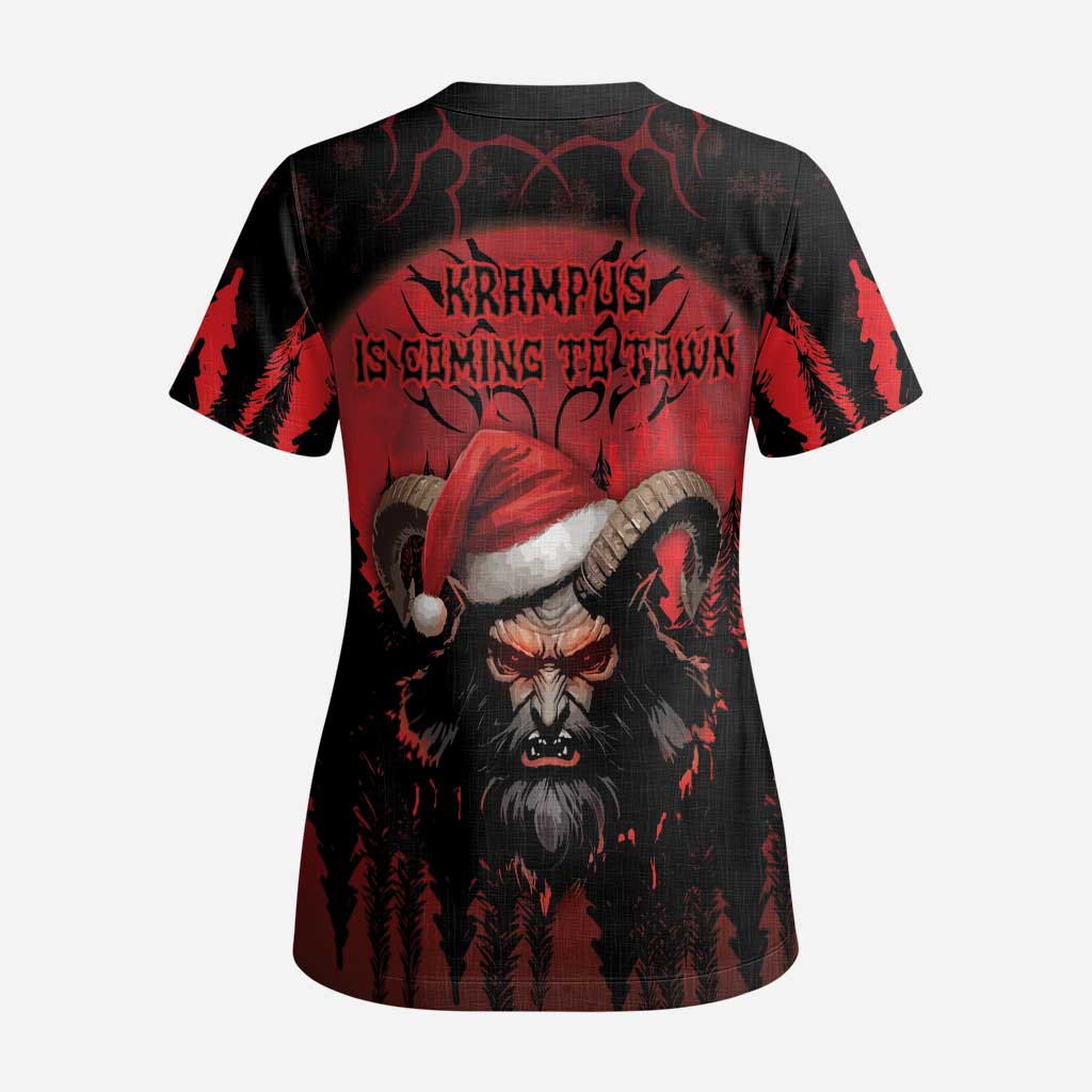 Merry Krampus Scrub Top Dark Grunge Christmas - Wonder Print Shop