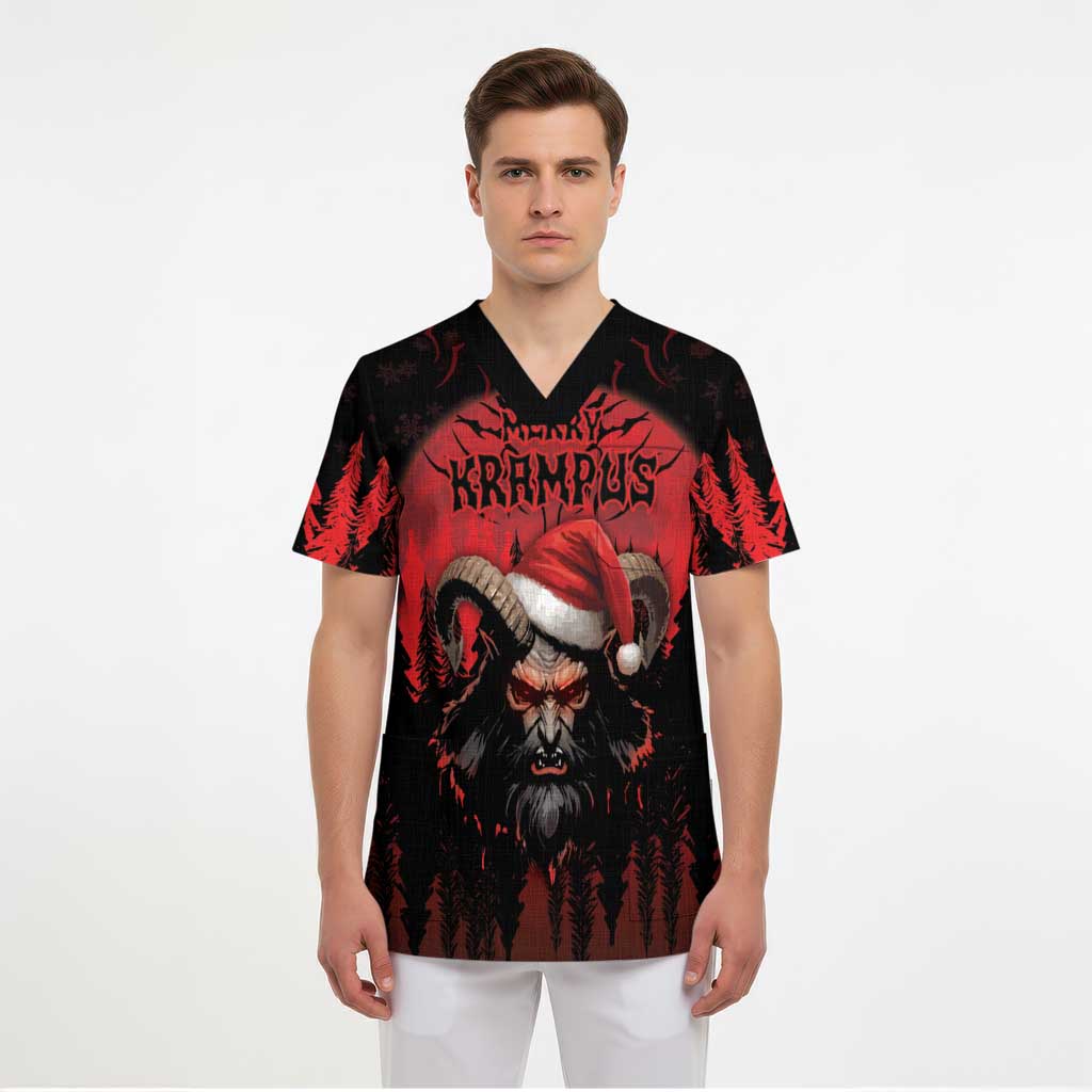 Merry Krampus Scrub Top Dark Grunge Christmas - Wonder Print Shop