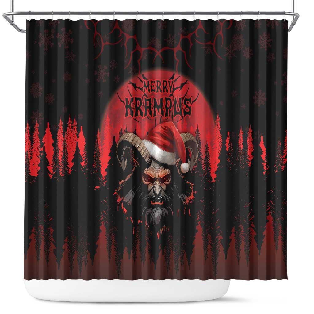 Merry Krampus Shower Curtain Dark Grunge Christmas - Wonder Print Shop