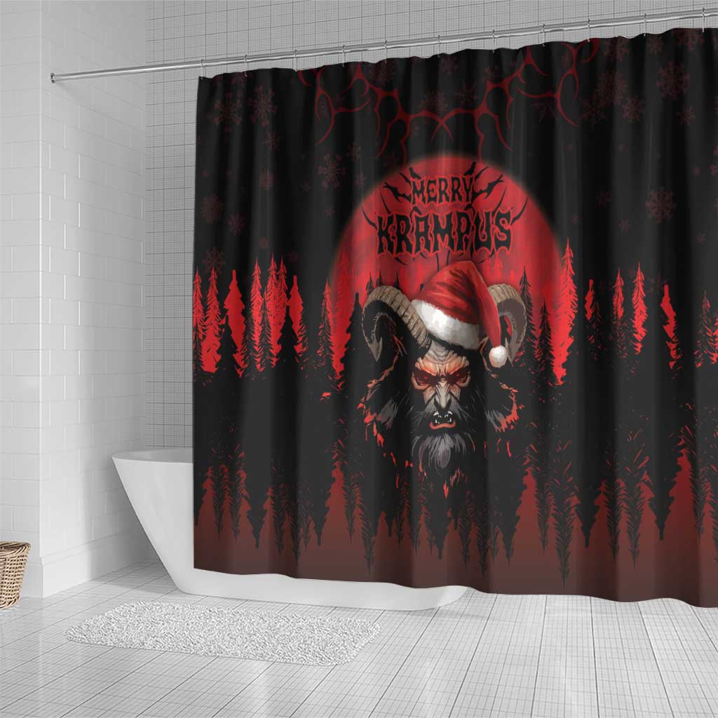 Merry Krampus Shower Curtain Dark Grunge Christmas - Wonder Print Shop