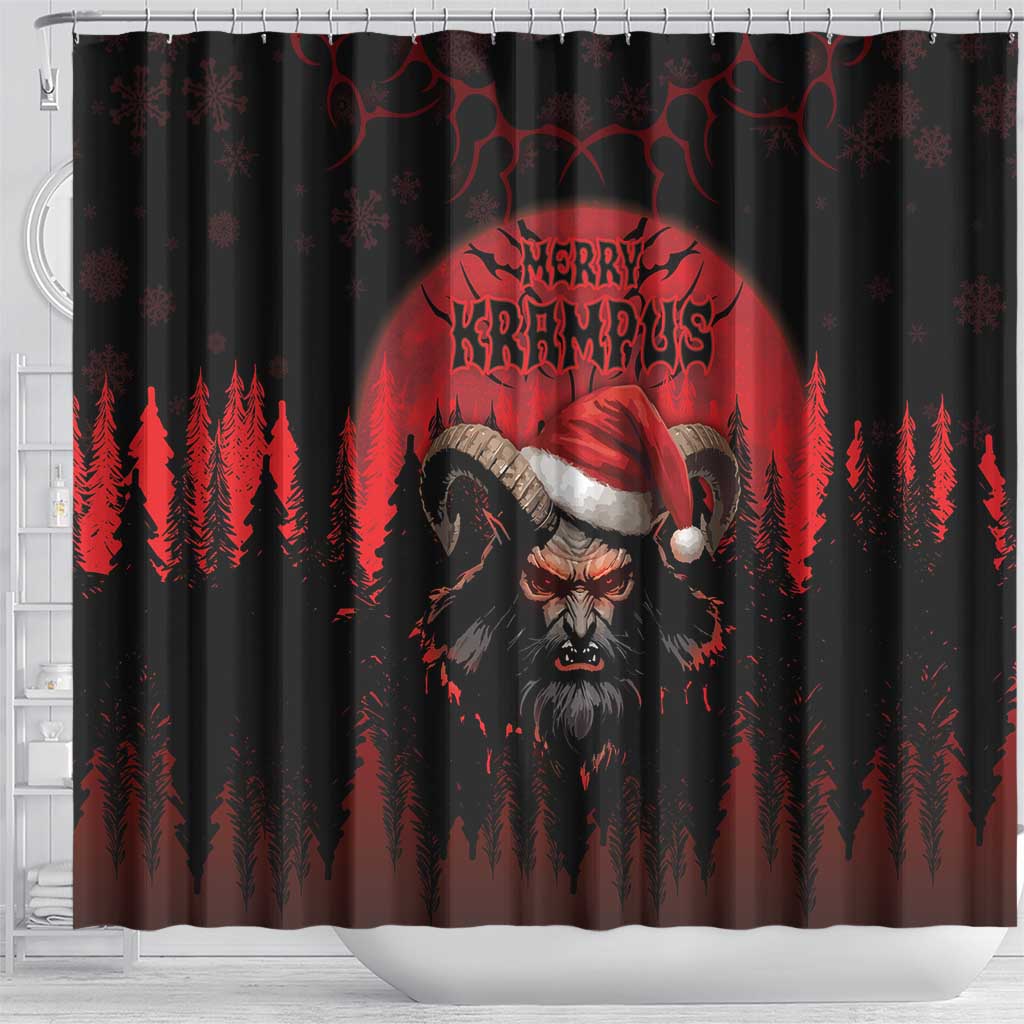 Merry Krampus Shower Curtain Dark Grunge Christmas - Wonder Print Shop