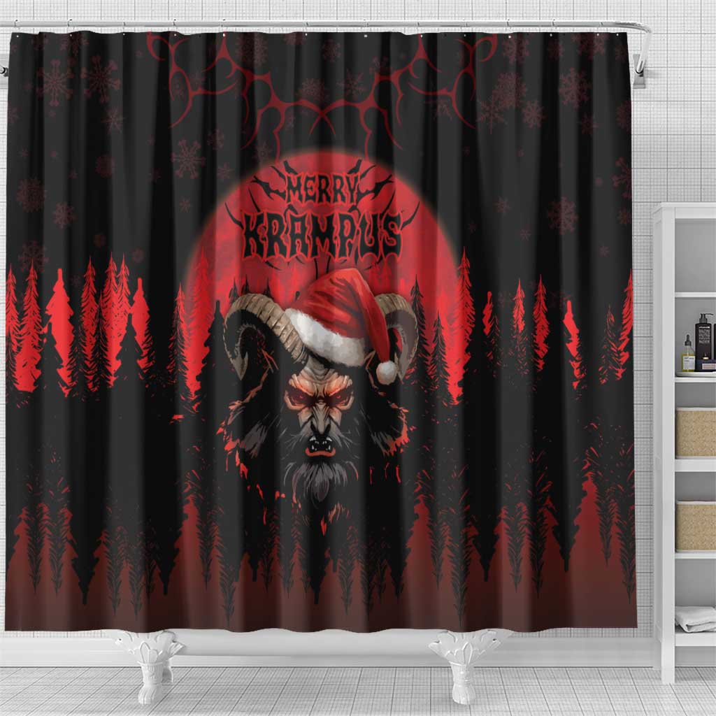 Merry Krampus Shower Curtain Dark Grunge Christmas - Wonder Print Shop