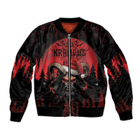 Merry Krampus Sleeve Zip Bomber Jacket Dark Grunge Christmas - Wonder Print Shop