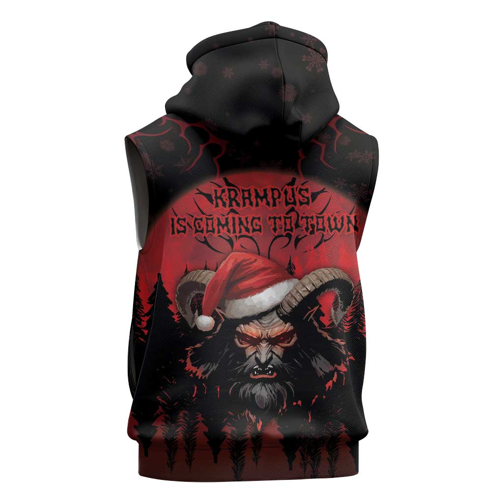 Merry Krampus Sleeveless Hoodie Dark Grunge Christmas - Wonder Print Shop