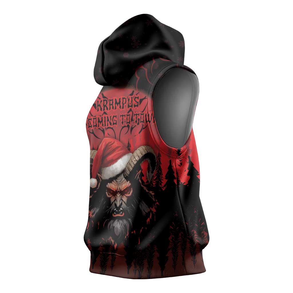 Merry Krampus Sleeveless Hoodie Dark Grunge Christmas - Wonder Print Shop