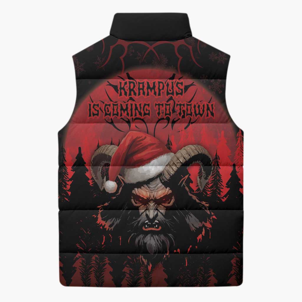 Merry Krampus Sleeveless Puffer Jacket Dark Grunge Christmas - Wonder Print Shop