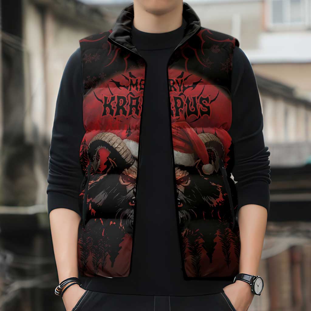 Merry Krampus Sleeveless Puffer Jacket Dark Grunge Christmas - Wonder Print Shop