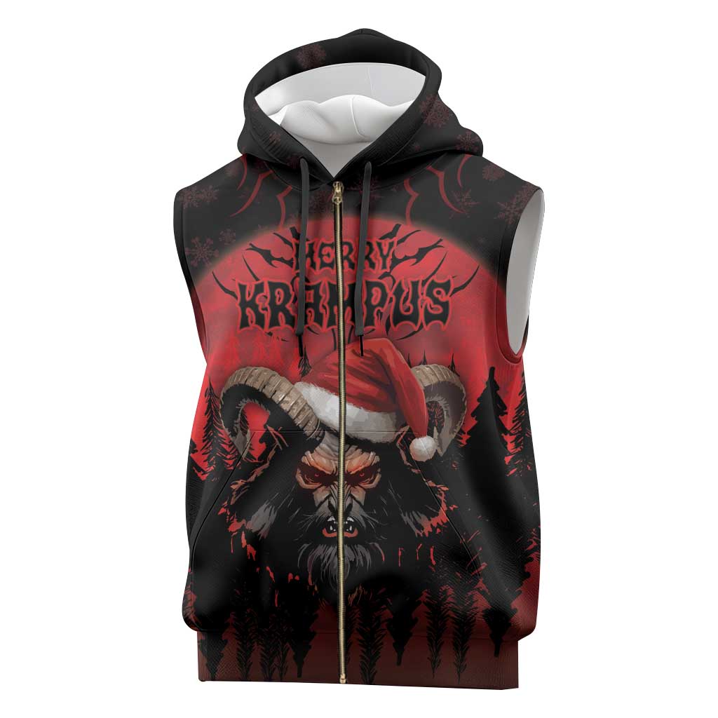 Merry Krampus Sleeveless Zip Hoodie Dark Grunge Christmas - Wonder Print Shop