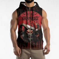 Merry Krampus Sleeveless Zip Hoodie Dark Grunge Christmas - Wonder Print Shop