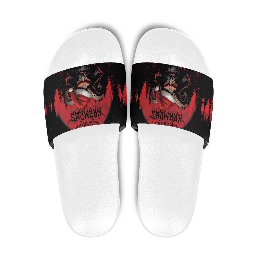 Merry Krampus Slide Sandals Dark Grunge Christmas - Wonder Print Shop