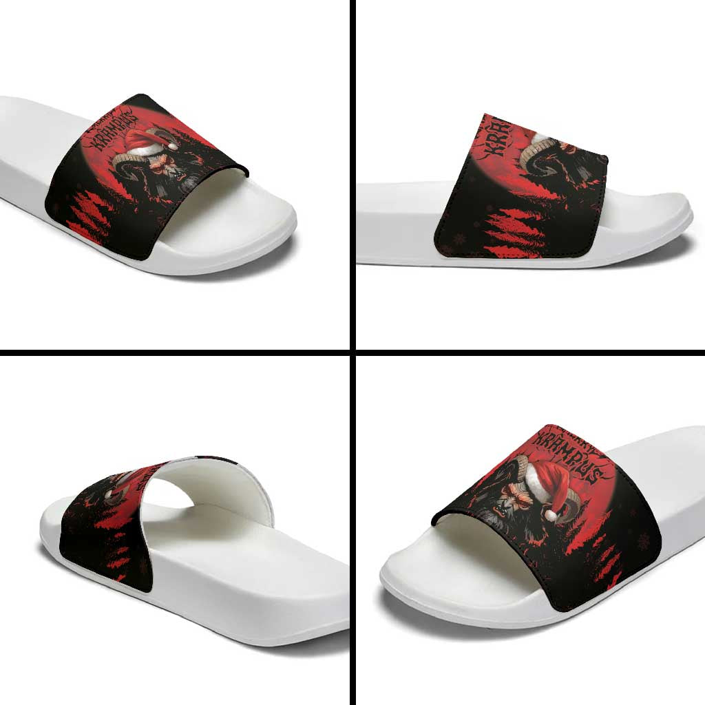 Merry Krampus Slide Sandals Dark Grunge Christmas - Wonder Print Shop
