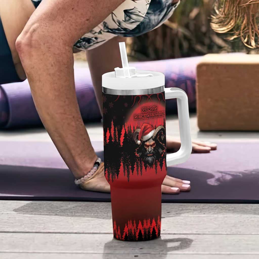 Merry Krampus Tumbler With Handle Dark Grunge Christmas - Wonder Print Shop