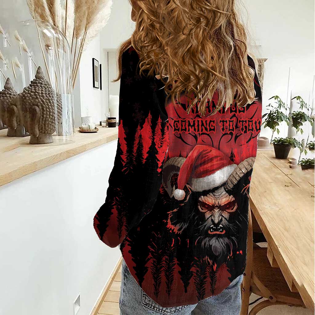 Merry Krampus Women Casual Shirt Dark Grunge Christmas - Wonder Print Shop