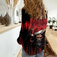 Merry Krampus Women Casual Shirt Dark Grunge Christmas - Wonder Print Shop
