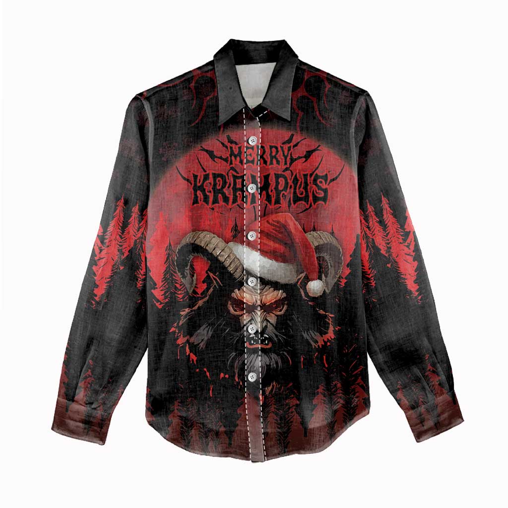 Merry Krampus Women Casual Shirt Dark Grunge Christmas - Wonder Print Shop