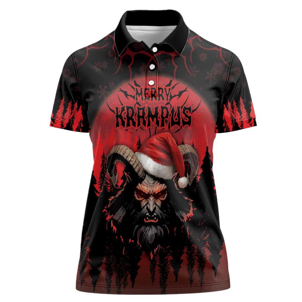 Merry Krampus Women Polo Shirt Dark Grunge Christmas - Wonder Print Shop
