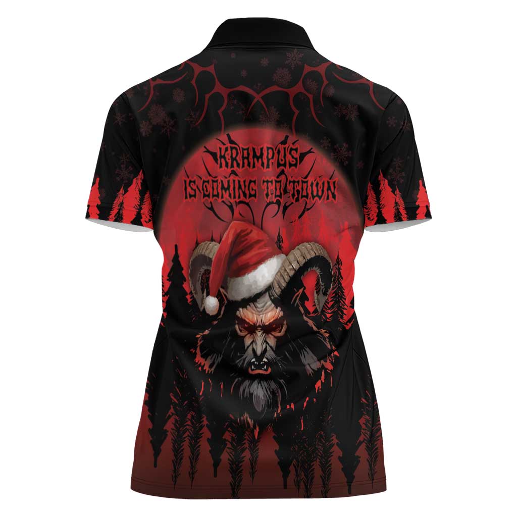 Merry Krampus Women Polo Shirt Dark Grunge Christmas - Wonder Print Shop