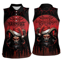 Merry Krampus Women Sleeveless Polo Shirt Dark Grunge Christmas - Wonder Print Shop