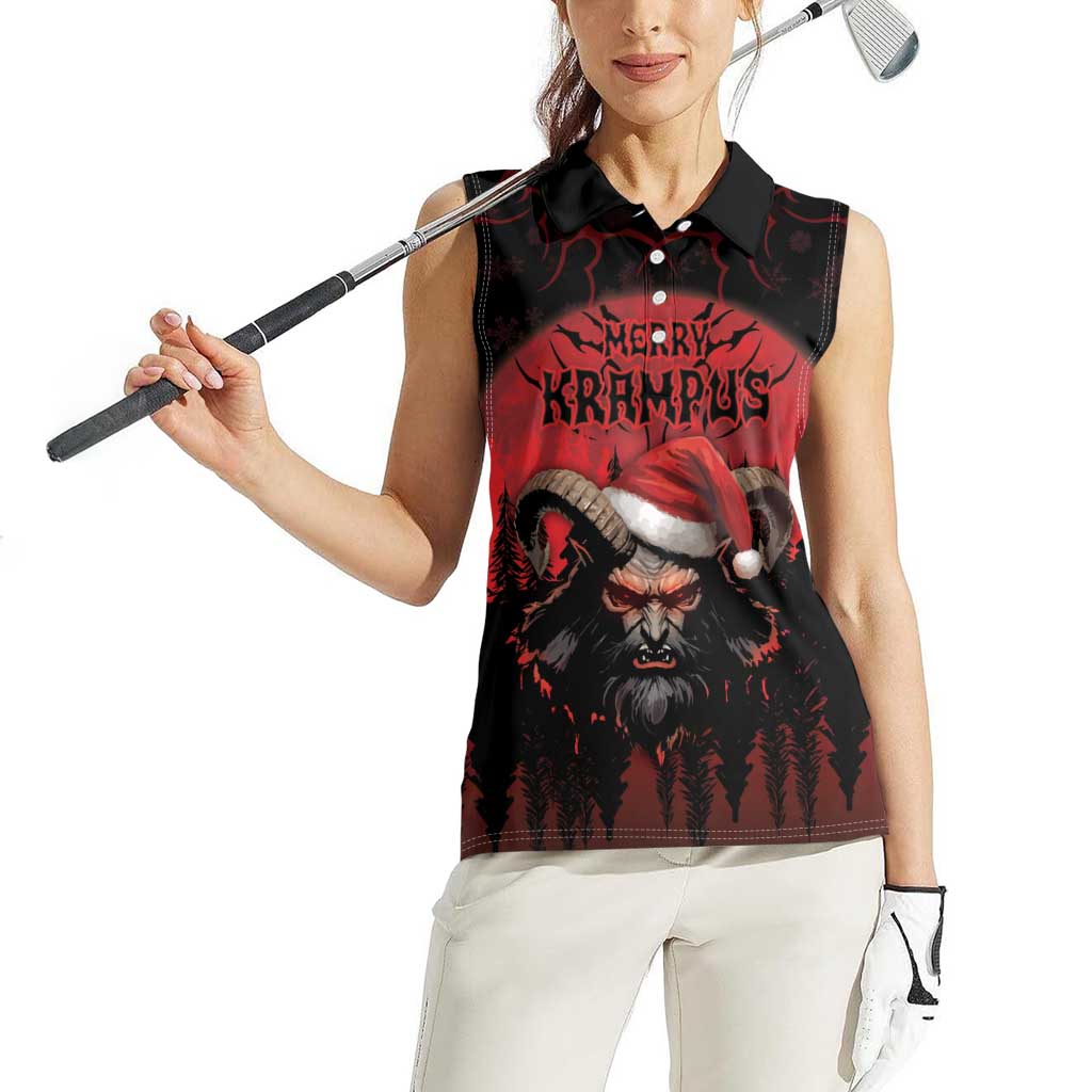 Merry Krampus Women Sleeveless Polo Shirt Dark Grunge Christmas - Wonder Print Shop