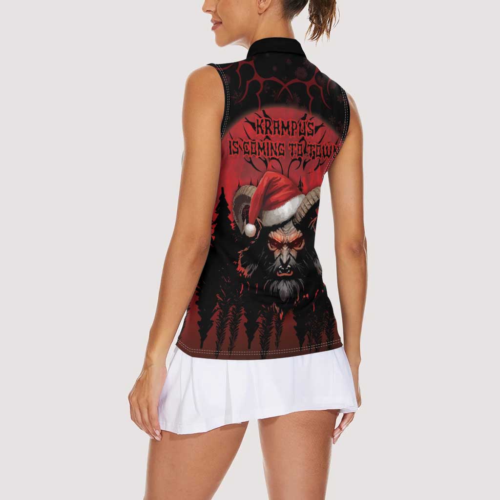 Merry Krampus Women Sleeveless Polo Shirt Dark Grunge Christmas - Wonder Print Shop