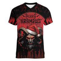 Merry Krampus Women V-Neck T-Shirt Dark Grunge Christmas - Wonder Print Shop