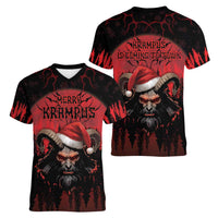Merry Krampus Women V-Neck T-Shirt Dark Grunge Christmas - Wonder Print Shop