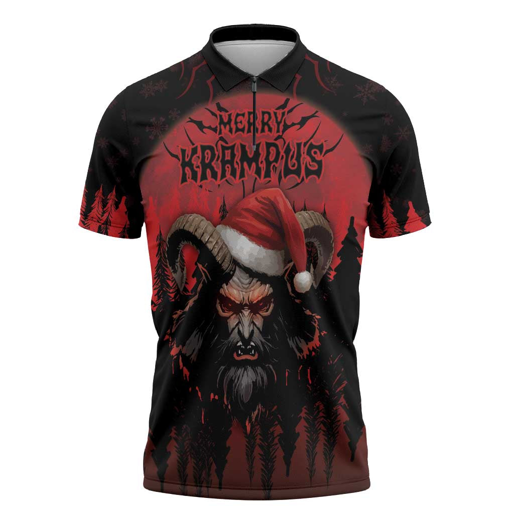 Merry Krampus Zipper Polo Shirt Dark Grunge Christmas - Wonder Print Shop