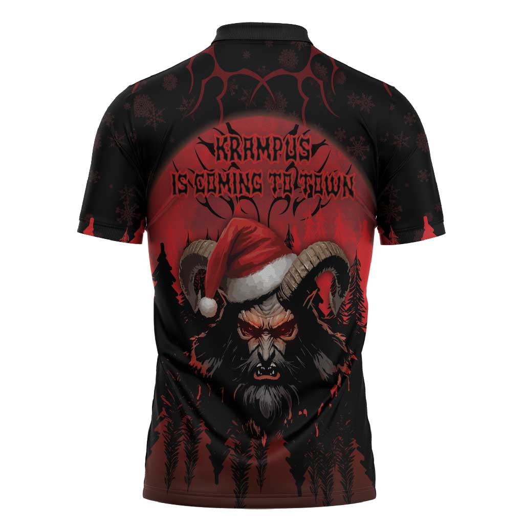Merry Krampus Zipper Polo Shirt Dark Grunge Christmas - Wonder Print Shop